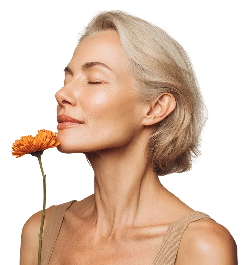 Reife Frau im Profil mit harmonischer Nase – kombinierte ästhetische und funktionelle Nasen-OP